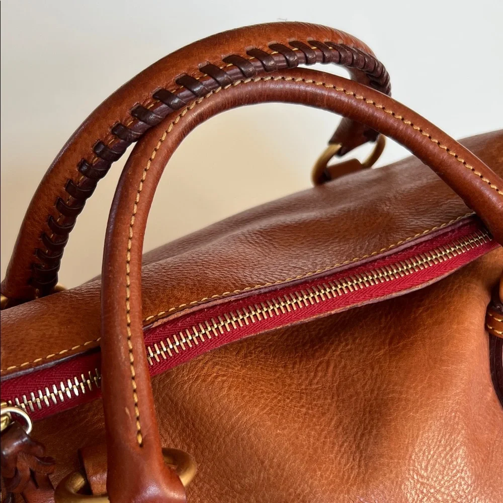 Dooney & Bourke Brown Leather Satchel with Gold Accents - Picture 4 of 9